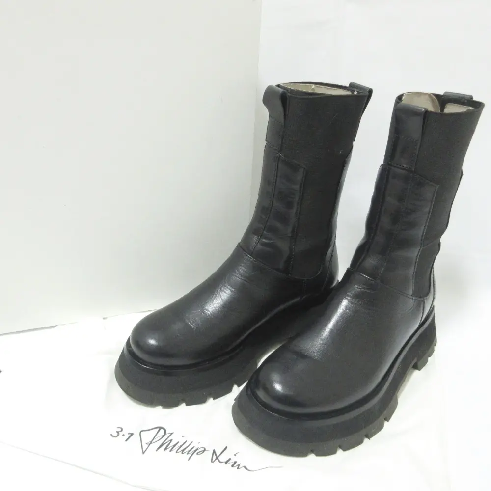 3.1 Phillip Lim 3.1 フィリップリム KATE ラグソール コンバット ブーツ チャンキーソール ショートブーツ 36 約23cm ブラック