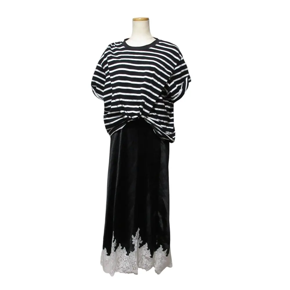 3.1 Phillip Lim 3.1フィリップリム Striped Draped T-Shirt Slip Combo Dress ワンピース S242-90010PJS サイズM ブラック