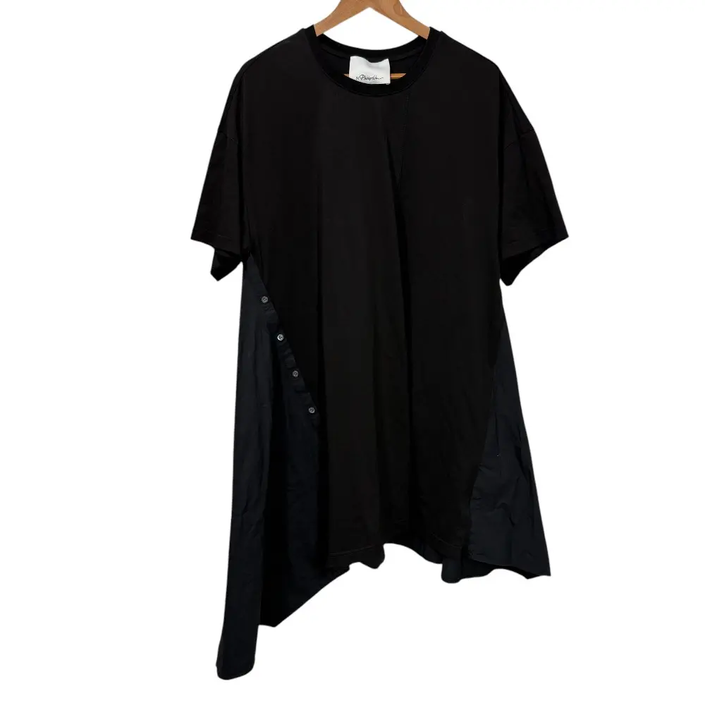 22SS 3.1 Phillip Lim 3.1フィリップリム 半袖 アシンメトリー カットワンピース S ブラック