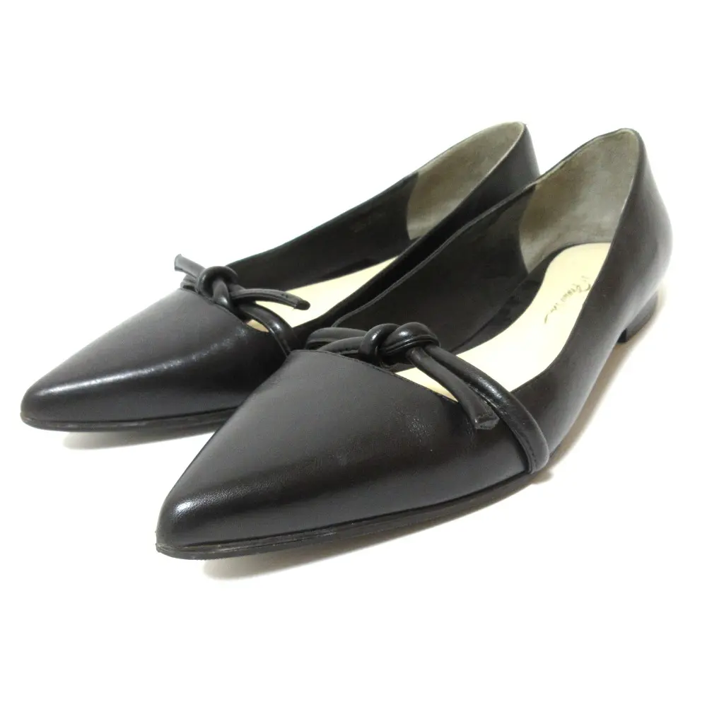 3.1 Phillip Lim 3.1フィリップリム レザー リボン ポインテッドトゥ パンプス フラットシューズ サイズ36 約23cm ブラック