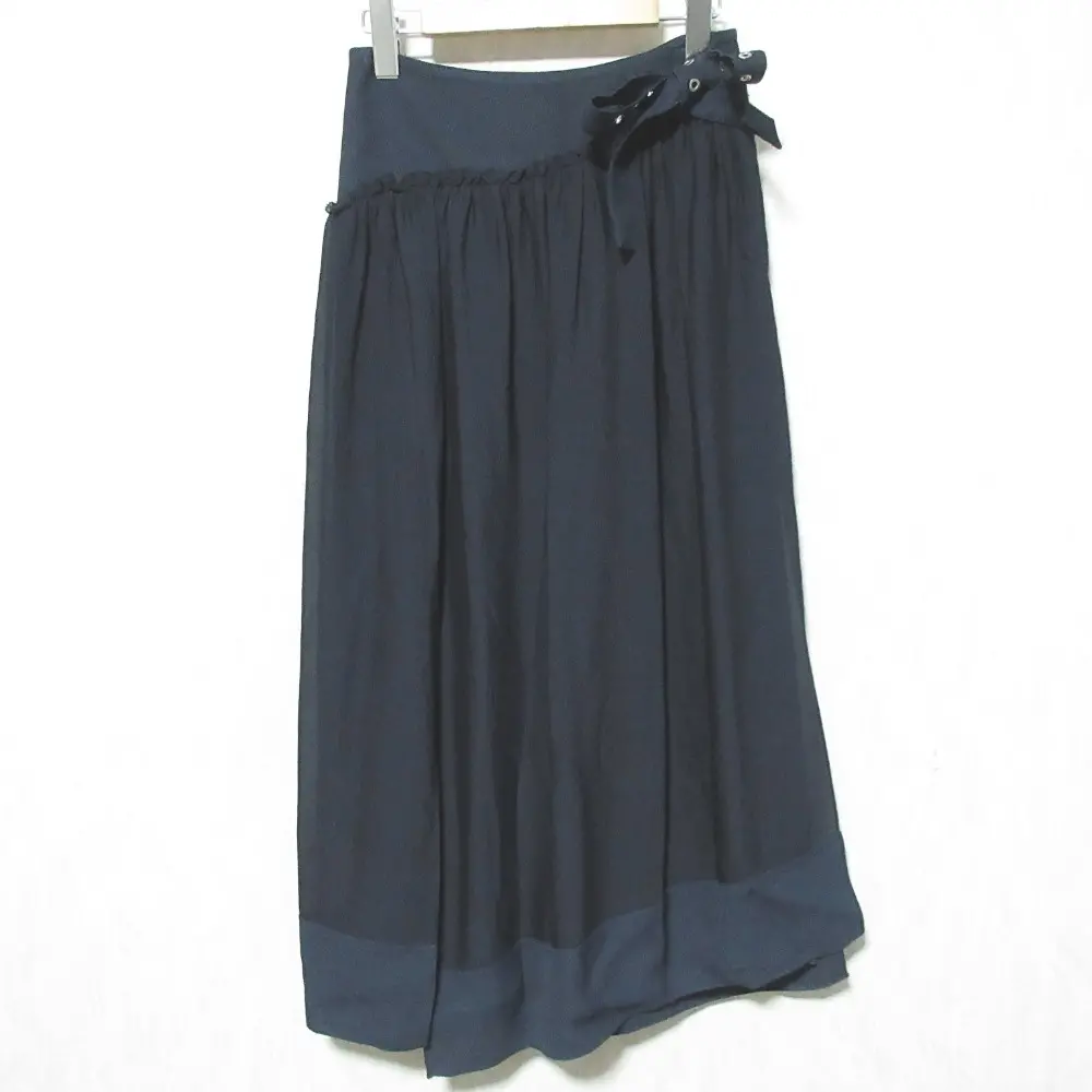 3.1 Phillip Lim 3.1.フィリップリム シルク ジョーゼット ロングスカート P191-3874BGT 0 ネイビー