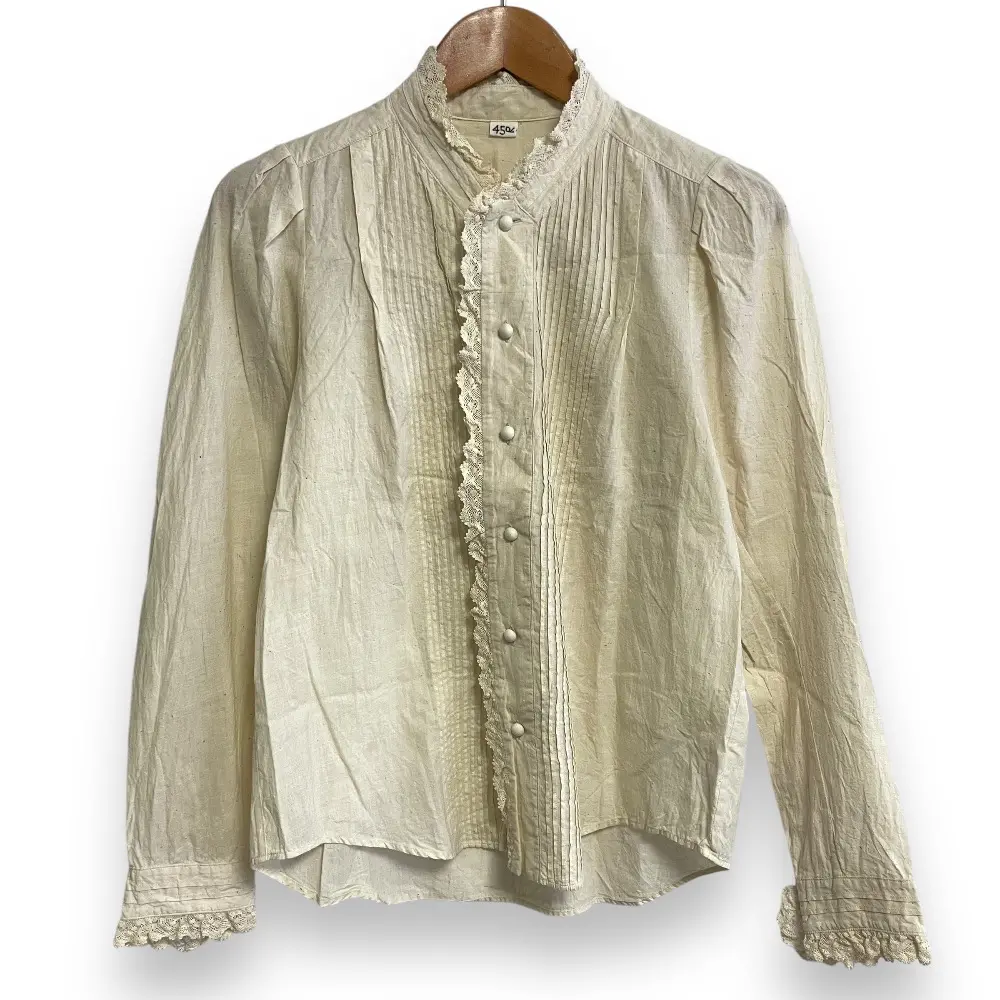 美品✨45R フォーティーファイブ　フェザーカディフリルブラウス　長袖　L 45R フォーティーファイブアール 長袖 フリルカラー インドカディの