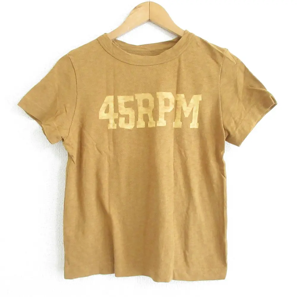 45r フォーティーファイブアール 45RPMロゴ プリント クルーネック 半袖 ショートスリーブ Tシャツ カットソー 3 ブラウン