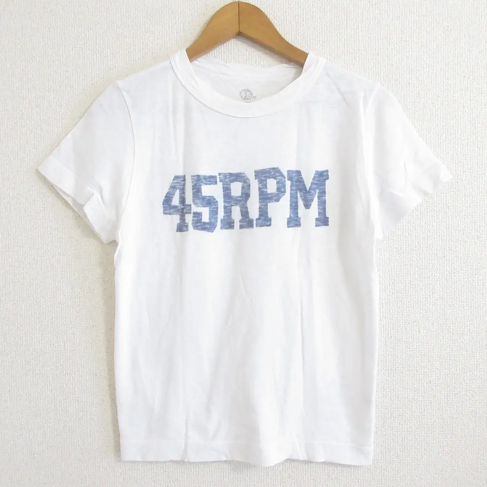 45r フォーティーファイブアール 45RPMロゴ プリント クルーネック 半袖 ショートスリーブ Tシャツ カットソー 3 ホワイト