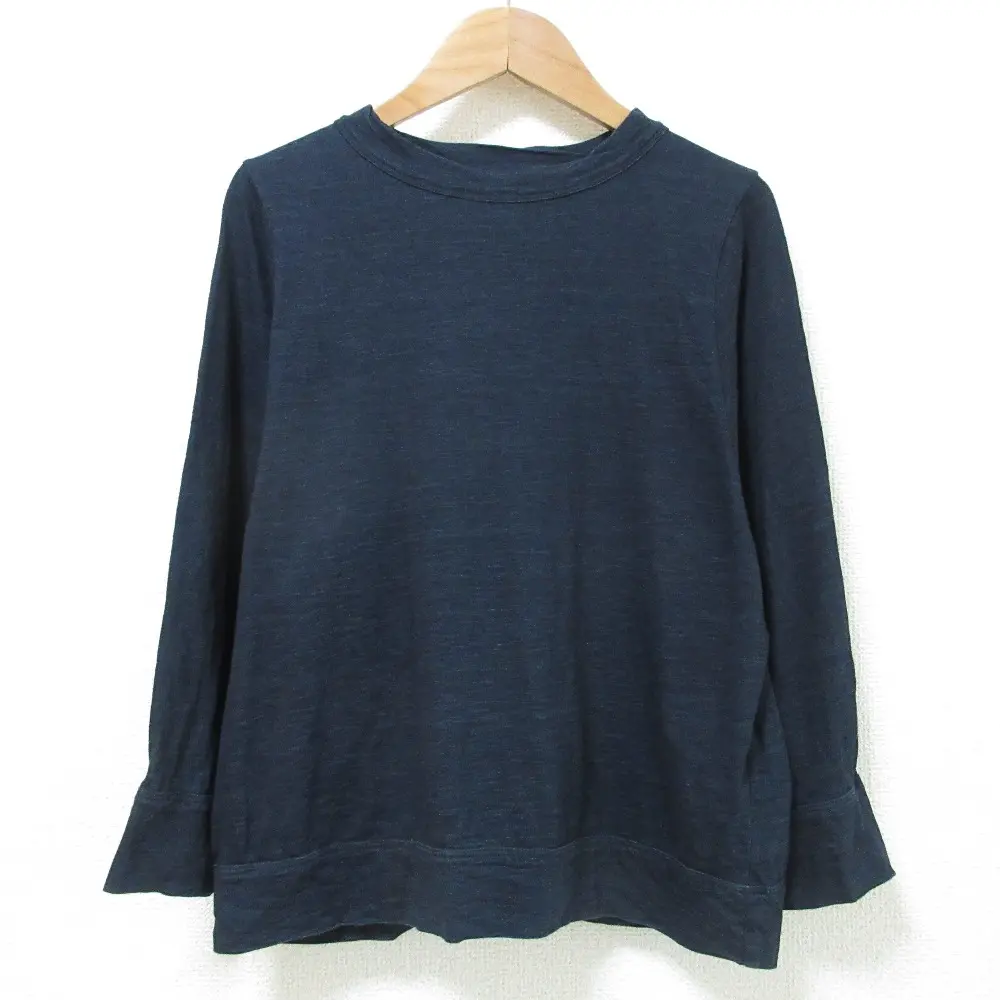 45R フォーティーファイブアール スーピマ天竺のパフTシャツ 藍染め 長袖 クルーネック カットソー 70370161 3 インディゴ
