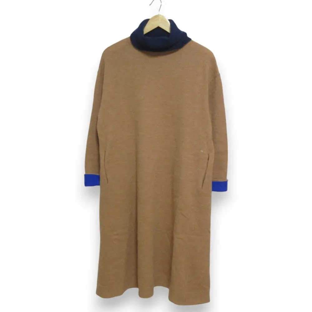 45R フォーティファイブアール フロートウール×カシミヤ クレリック ハイネック 長袖 ニットワンピース サイズ0 ブラウン系