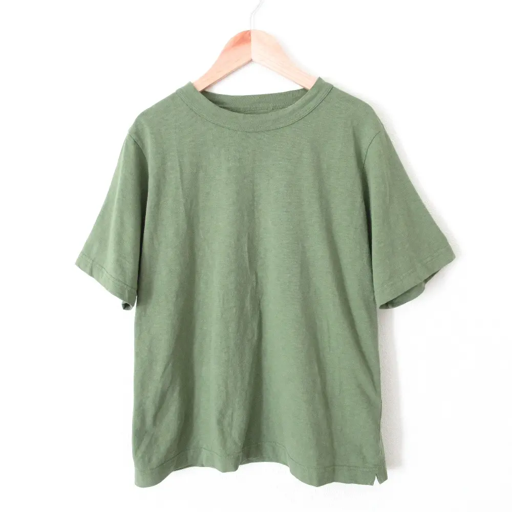45R フォーティーファイブアール　トップス　モスグリーン　サイズ３ 45R フォーティファイブアール 刺繍 クルーネック 半袖 ショート
