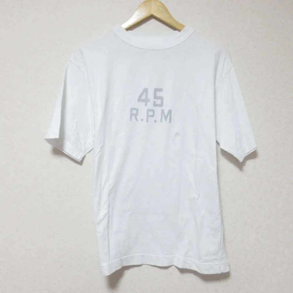 45R 45rpm フォーティーファイブアール ロゴプリント クルーネック 半袖 Tシャツ カットソー 3 ホワイト