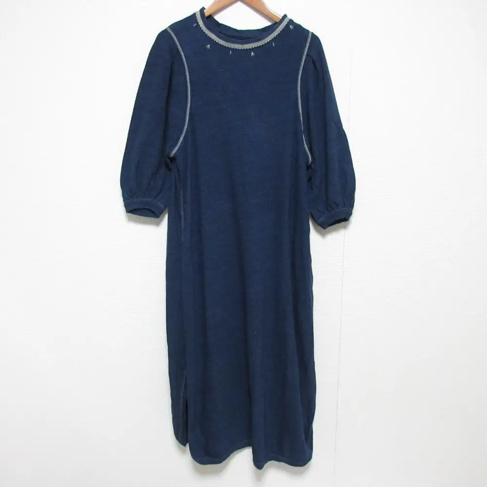 45R フォーティーファイブアール 天竺刺繍のドレス ワンピース 8065059 サイズ0 インディゴ