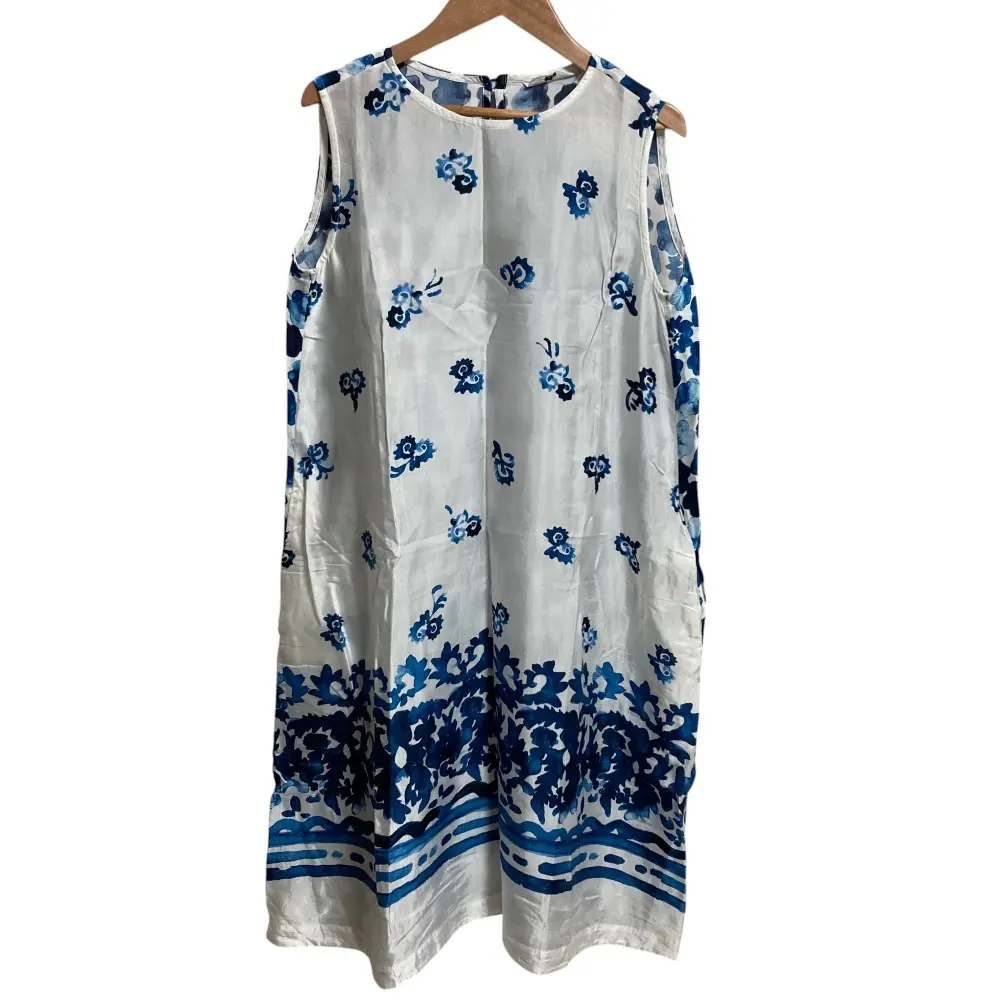 45R インド リネン平のドレス ノースリーブ リネンワンピース 5045085