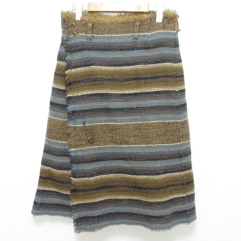 【45R】 コットンリネン デニム スカート (サイズ2) 45R】 コットンリネン デニム スカート (サイズ2)