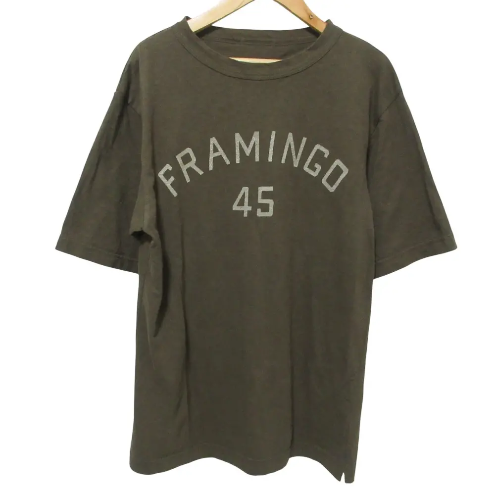 45R フォーティファイブアール フラミンゴ刺繍の90845星Tシャツ カットソー ブラウン