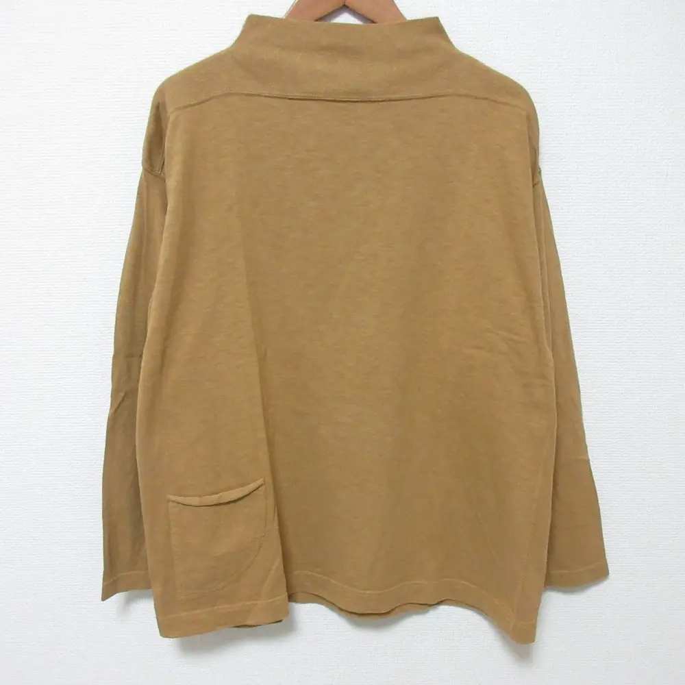 45R フォーティファイブアール ボトルネック ロングスリーブ ワイドカットソー Tシャツ サイズ2 ベージュ