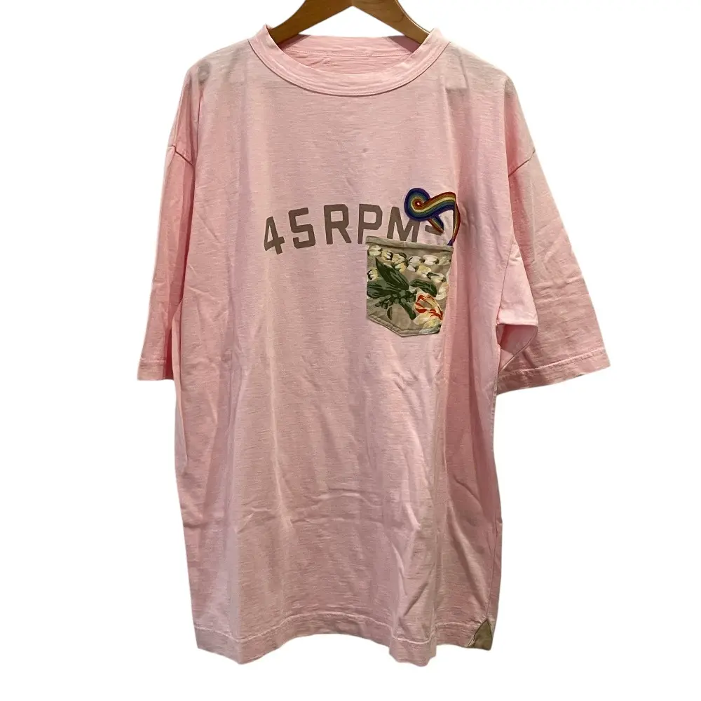 45R フォーティファイブ・アール 新風再び ハイフンロゴプリントTシャツ 4 ピンク