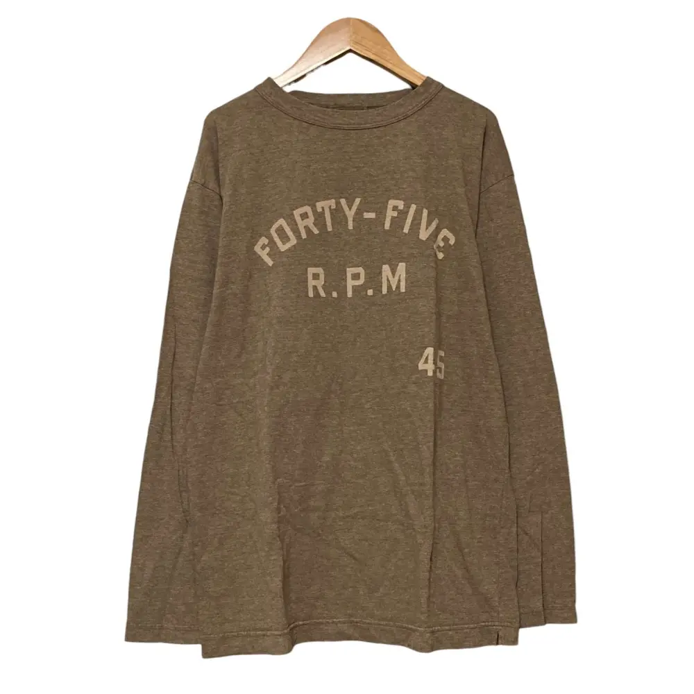 45R フォーティファイブアール ホリーグロゴプリントの90845星Tシャツ ロングスリーブ カットソー サイズ3 ブラウン