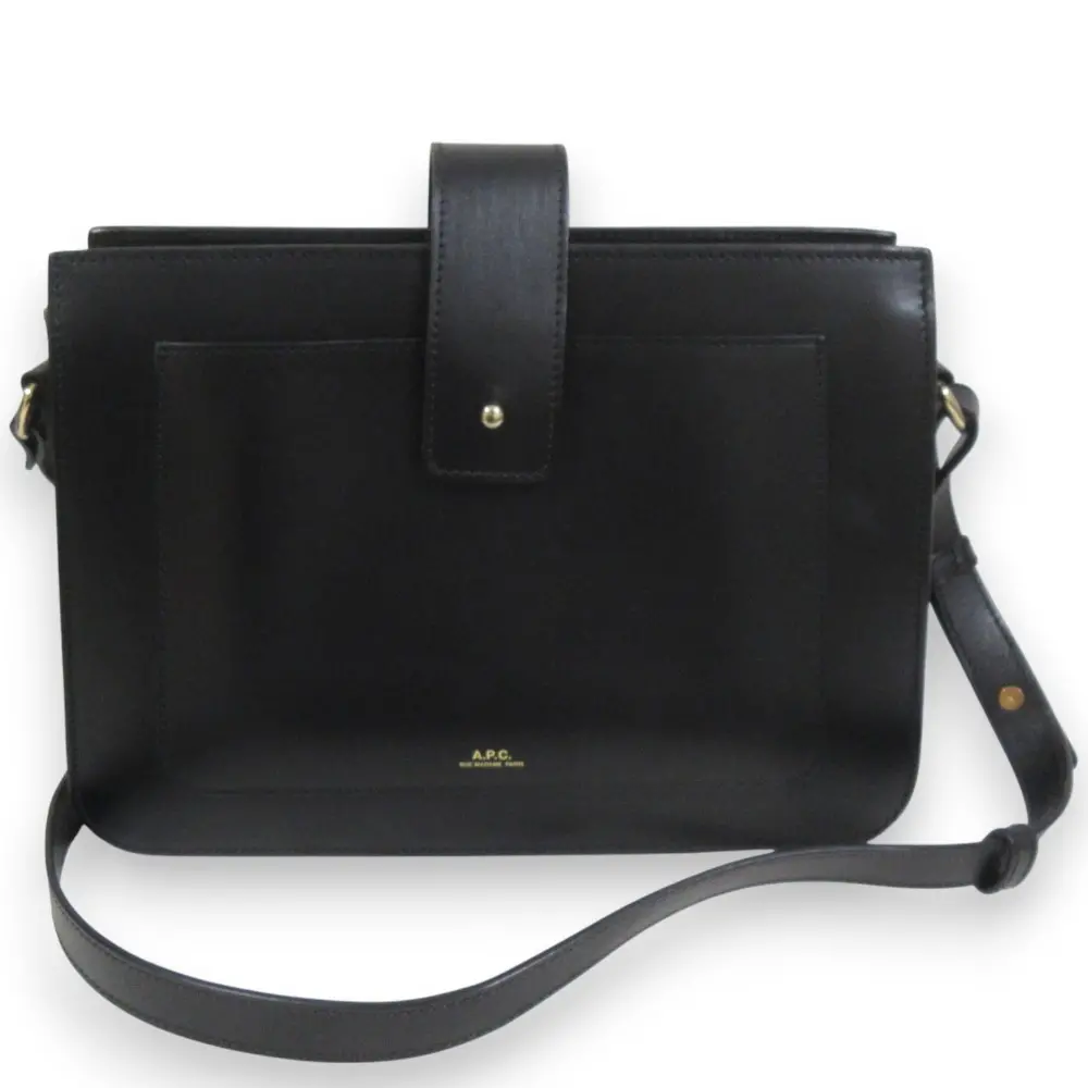 A.P.C アーペーセー SAC ALBANE レザー クロスボディー ショルダーバッグ ブラック×ゴールド金具