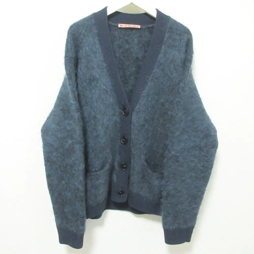 21AW Acne Studios アクネストゥディオズ ストレッチ モヘアウール シャギーニット カーディガン オーバーサイズ XS ネイビー