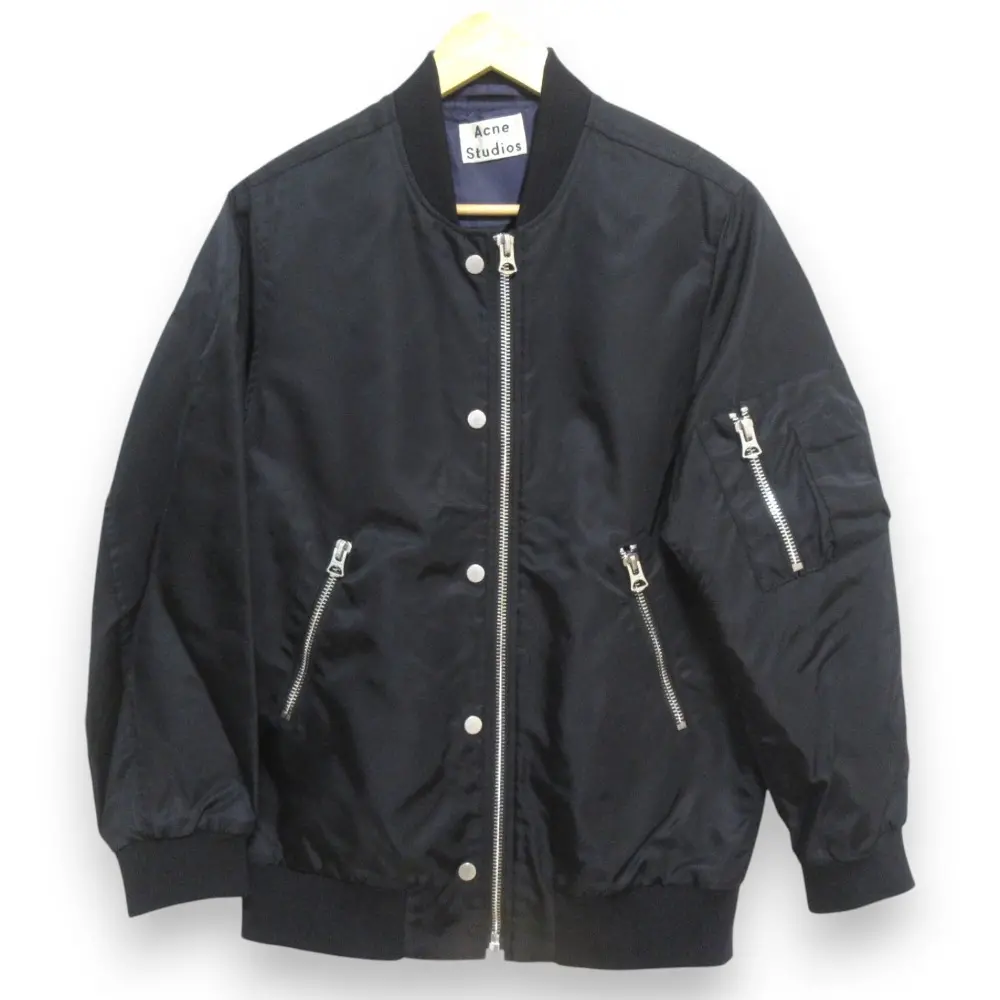 Acne Studios アクネストゥディオズ VARDEN TECH MA-1 ボンバージャケット PSS16 サイズ32 ブラック×シルバー金具