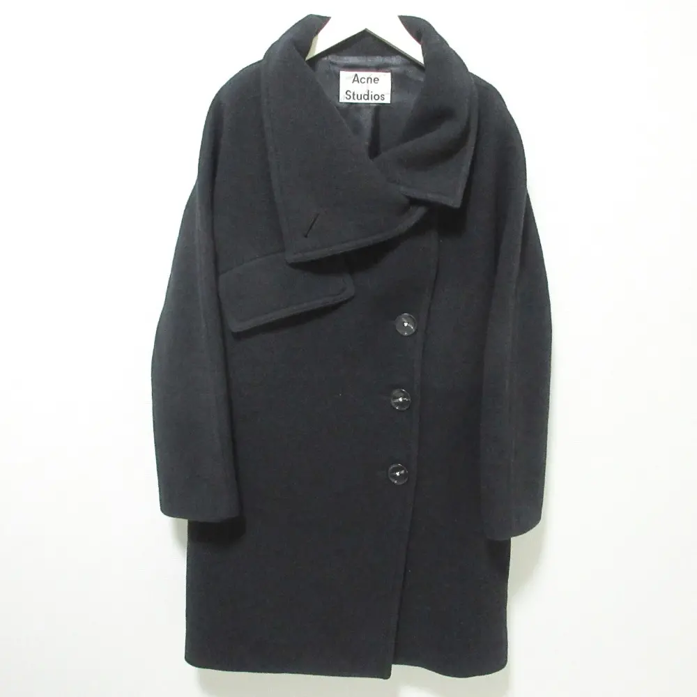 Acne Studios アクネストゥディオズ CIARA BOILED スタンドカラー ウールコート 32 ブラック