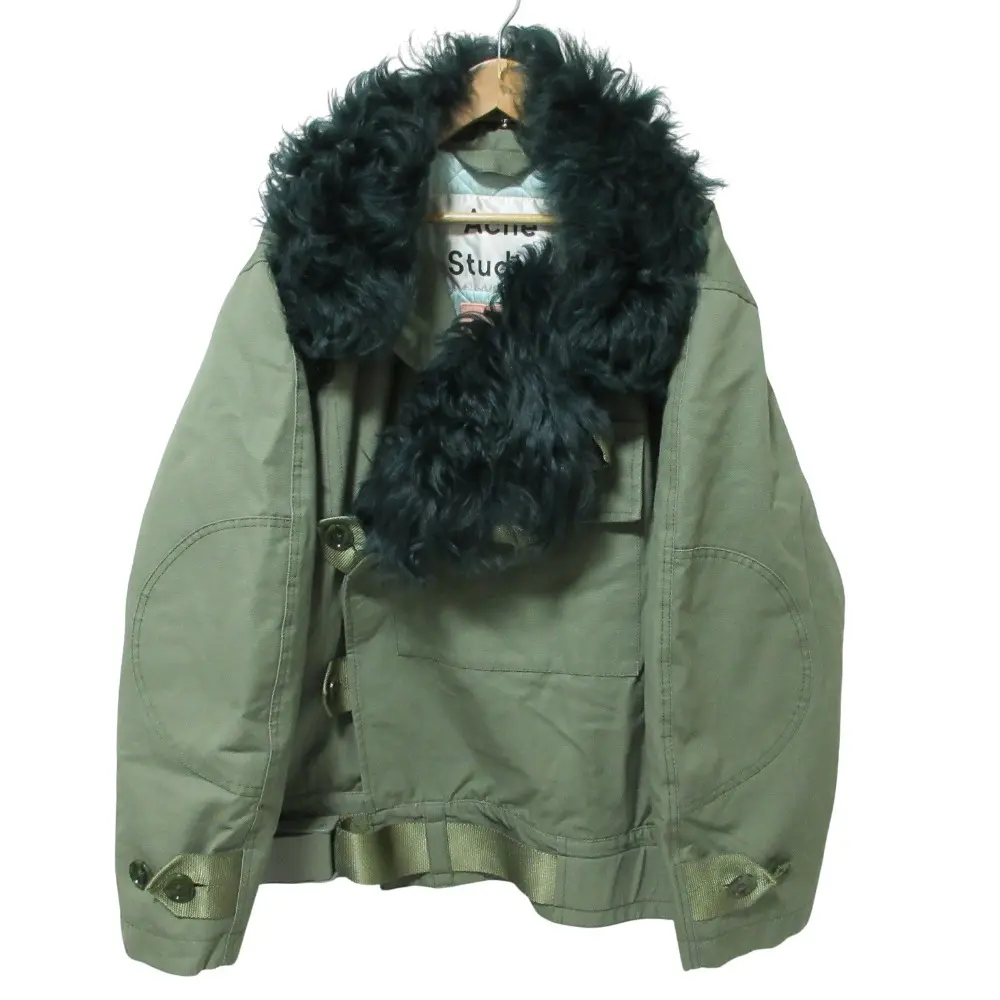 Acne Studios アクネストゥディオズ Cees Coat With Genuine Shearling Trim ムートンファートリム シースコート 36 グリーン
