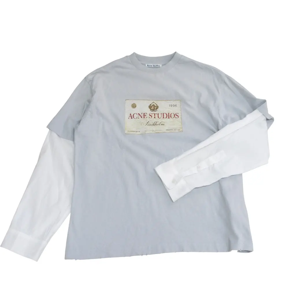 25SS Acne Studios アクネストゥディオズ USED加工 レイヤードTシャツ ロンT XXS ライトグレー