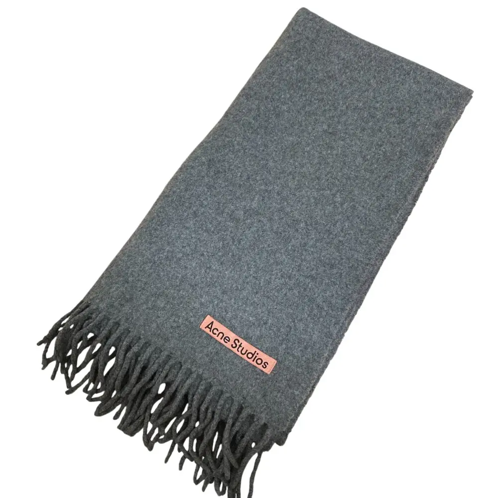 Acne Studios アクネストゥディオズ ウール フリンジ マフラー ストール グレー