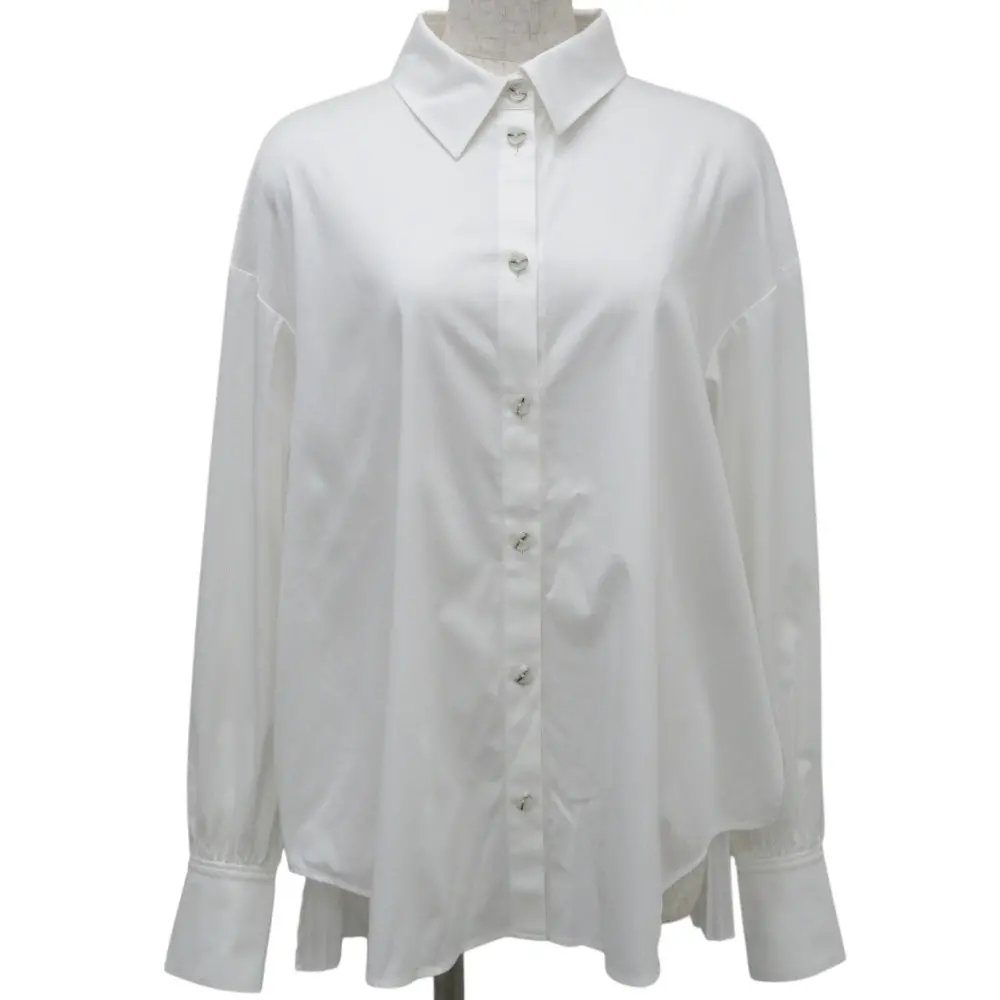 クリーニング済み ADEAM アディアム 21年商品 カメリアシャツ 長袖 ロングカフス バックプリーツ ブラウス 42084 サイズS ホワイト