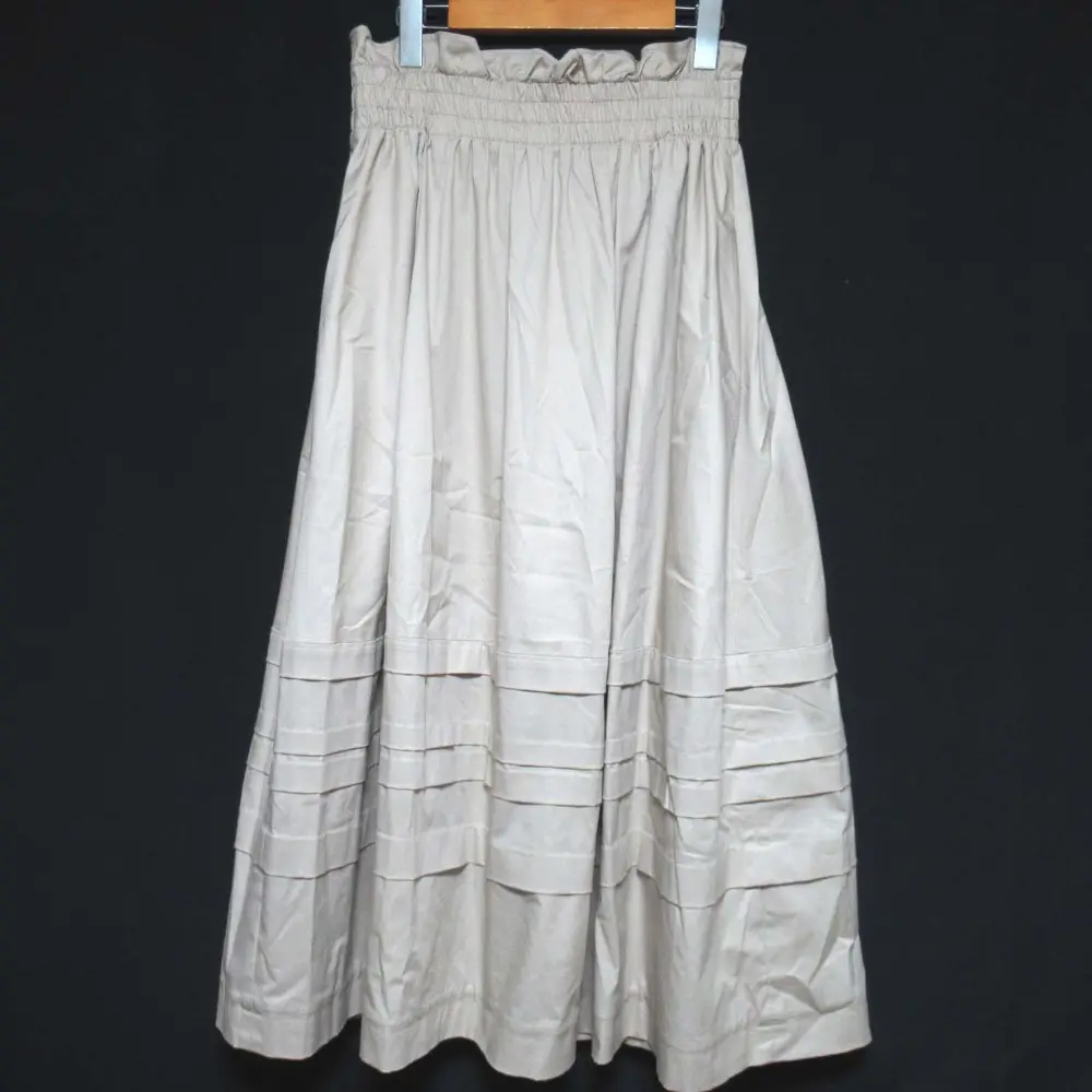 ADEAM アディアム Paradise Skirt パラダイススカート ロング丈 イージーウエスト フレアスカート 42890 Sサイズ ベージュ