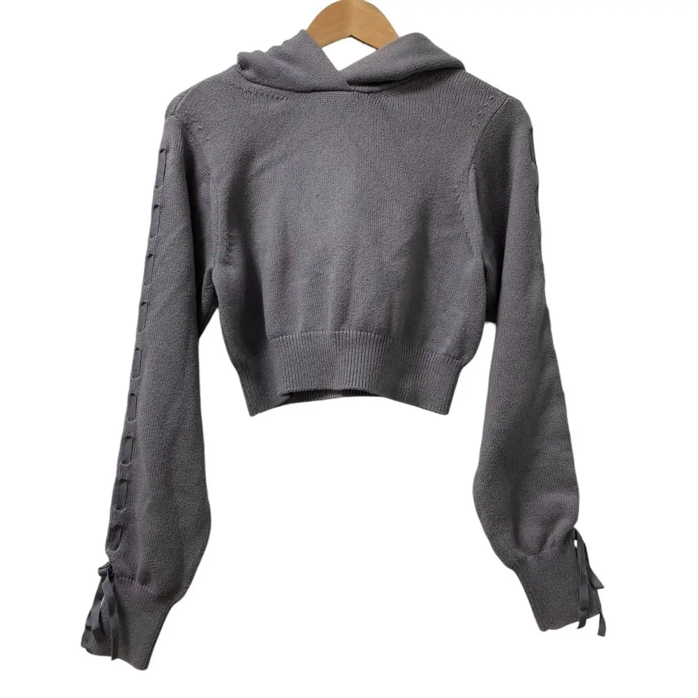 ADEAM アディアム フォクシー クロップド ニット フーディ パーカー サイズ0 グレー