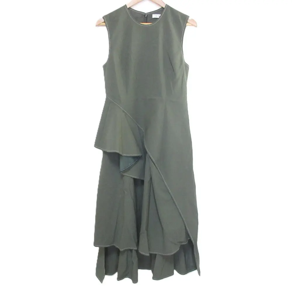 ADEAM アディアム ノースリーブ マキシ丈 デコンストラクテッドペプラムドレス ワンピース 39766 サイズ4 カーキ