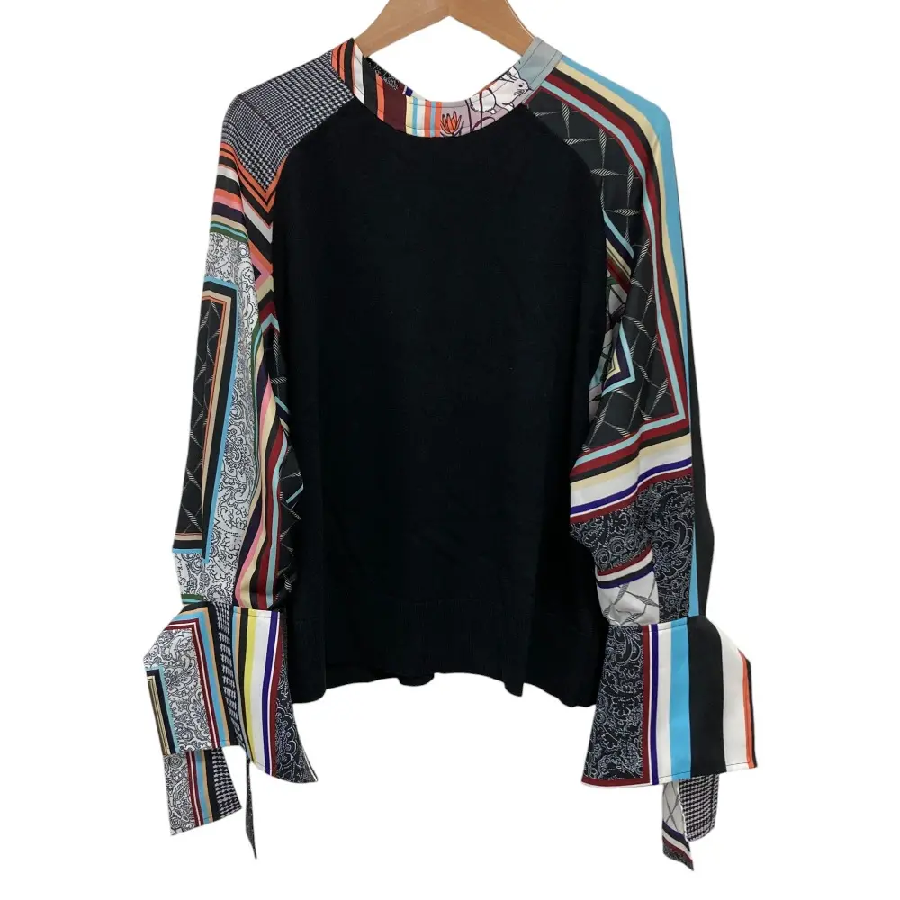 ADEAM アディアム リボンディティール ドッキング ニット プルオーバー ブラウス 40894 2 ブラック