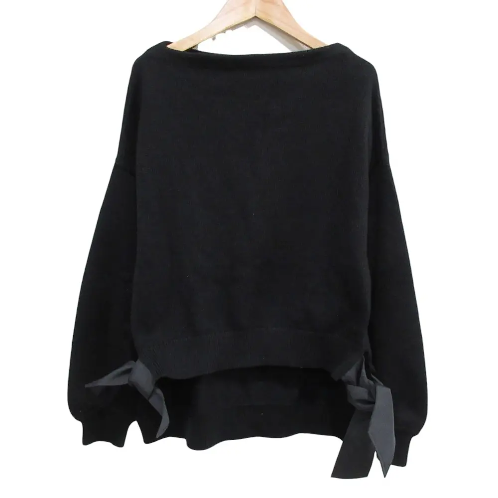 ADEAM アディアム サイドリボン ボートネック ニット セーター トップス 39794 2 ブラック