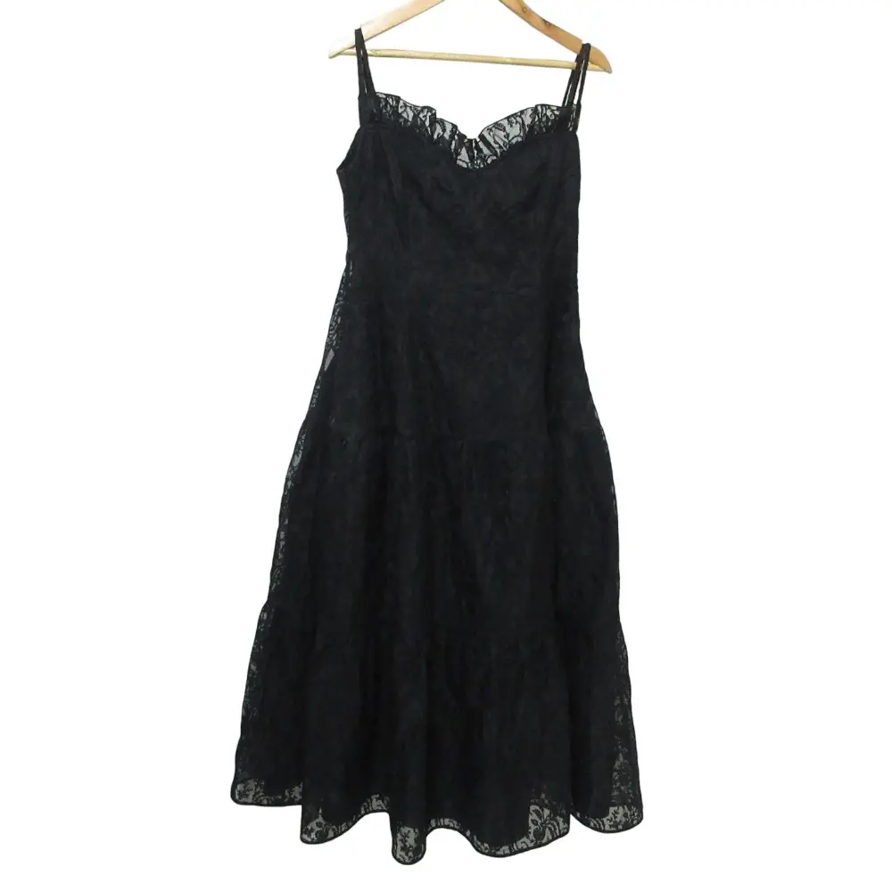 クリーニング済 24年商品 ADEAM アディアム CLARA レース刺繍 ローング キャミソール ドレス ワンピース 44509 0 ブラック