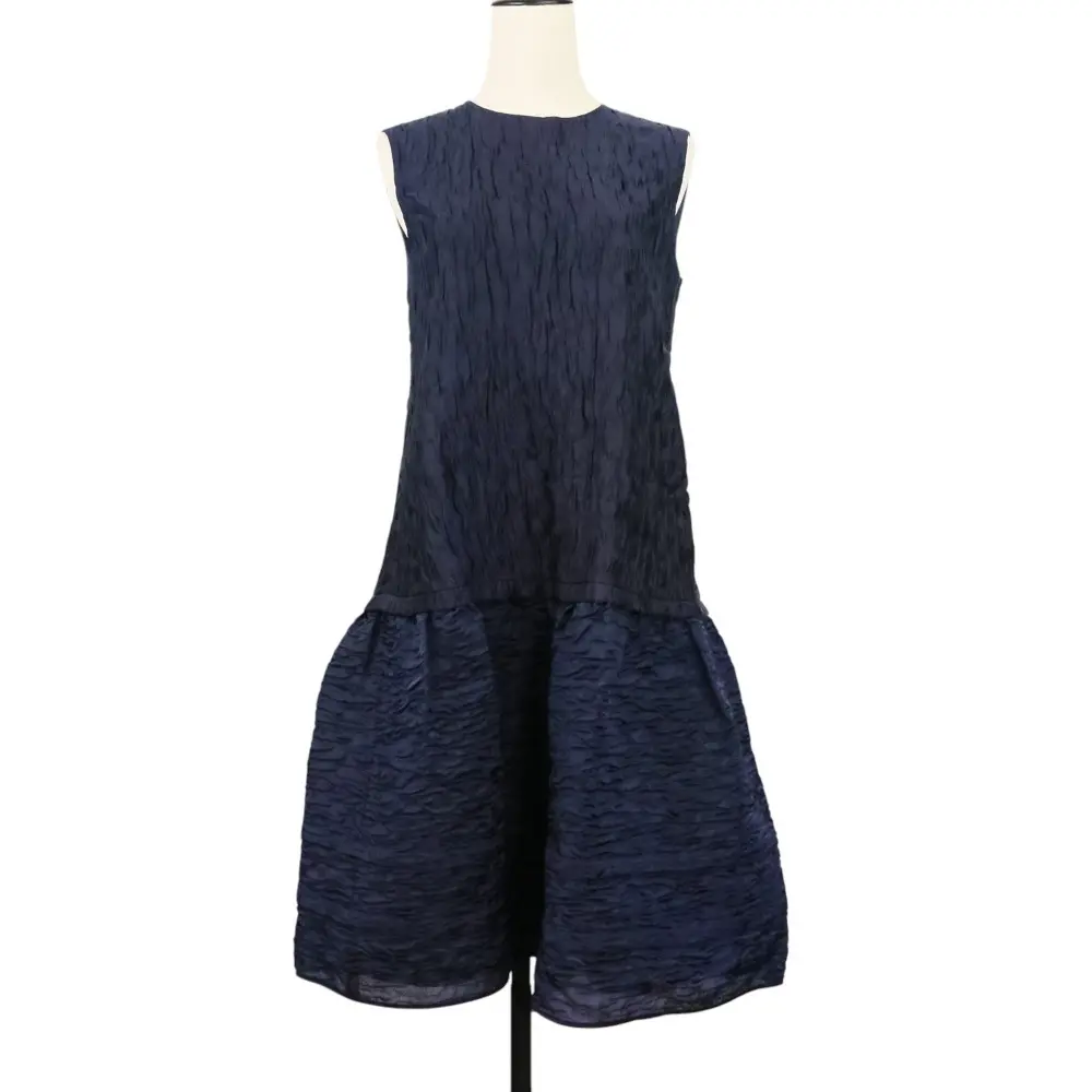 ADEAM アディアム 2024年モデル キアラドレス ノースリーブ 膝丈ワンピース 44742 サイズS ミッドナイトブルー