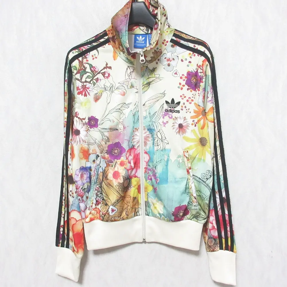 adidas Originals アディダス Firebird Track Top フラワープリント トレフォイルロゴ トラックジャケット AJ8151 L ベージュ系