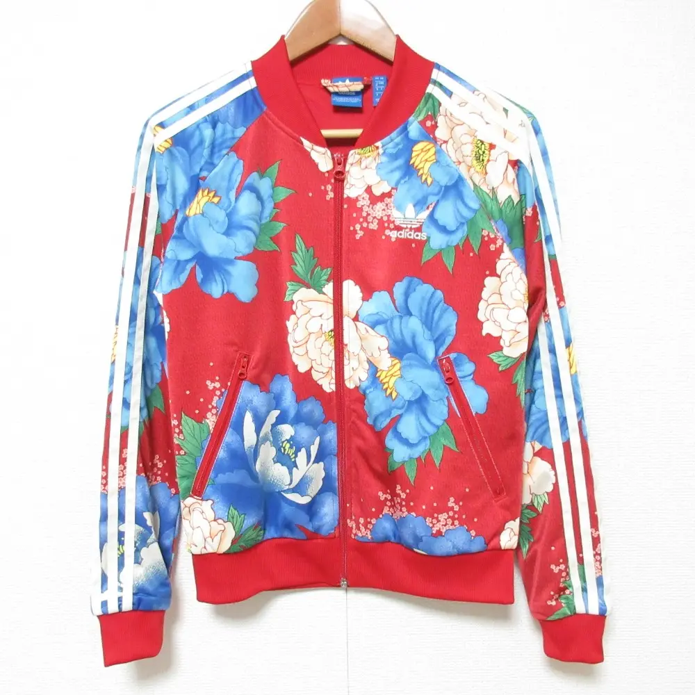 adidas アディダスオリジナルス C SST TT フラワープリント トラックジャケット ジャージ ブルゾン BJ8417 サイズM レッド