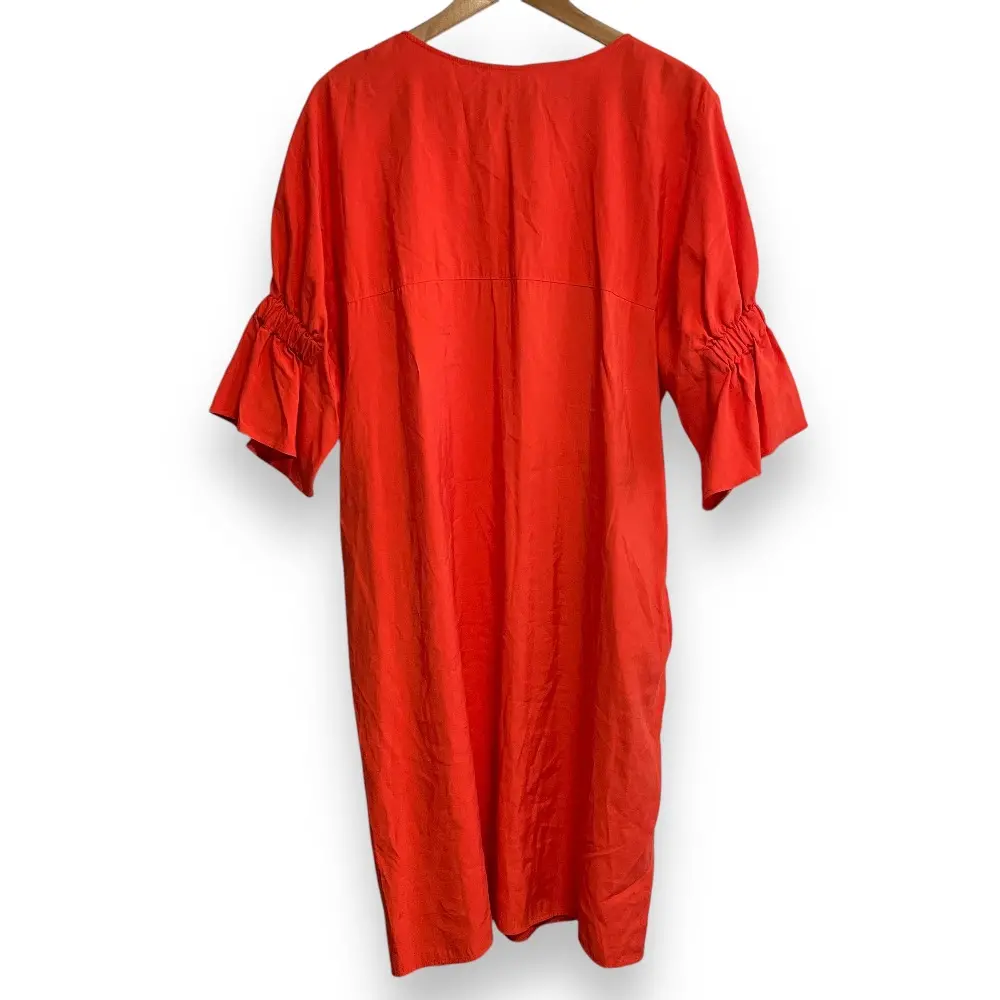 ADORE アドーア 五分袖 ボートネック ひざ丈 ライトグログランワンピース 38 オレンジ