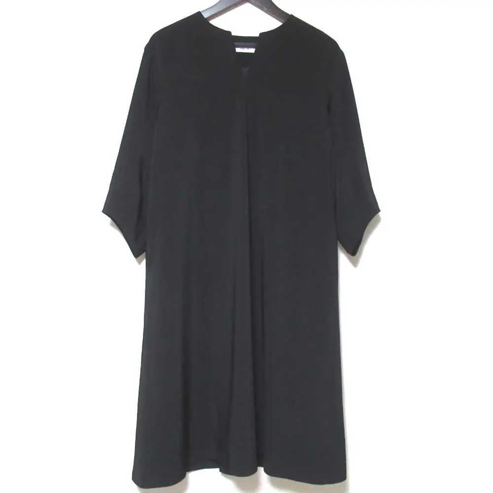 23SS ADORE アドーア ドライタッチ ジョーゼット ワンピース 七分袖 ロング丈 キーネック ドレス 531-3140203 38サイズ ブラック
