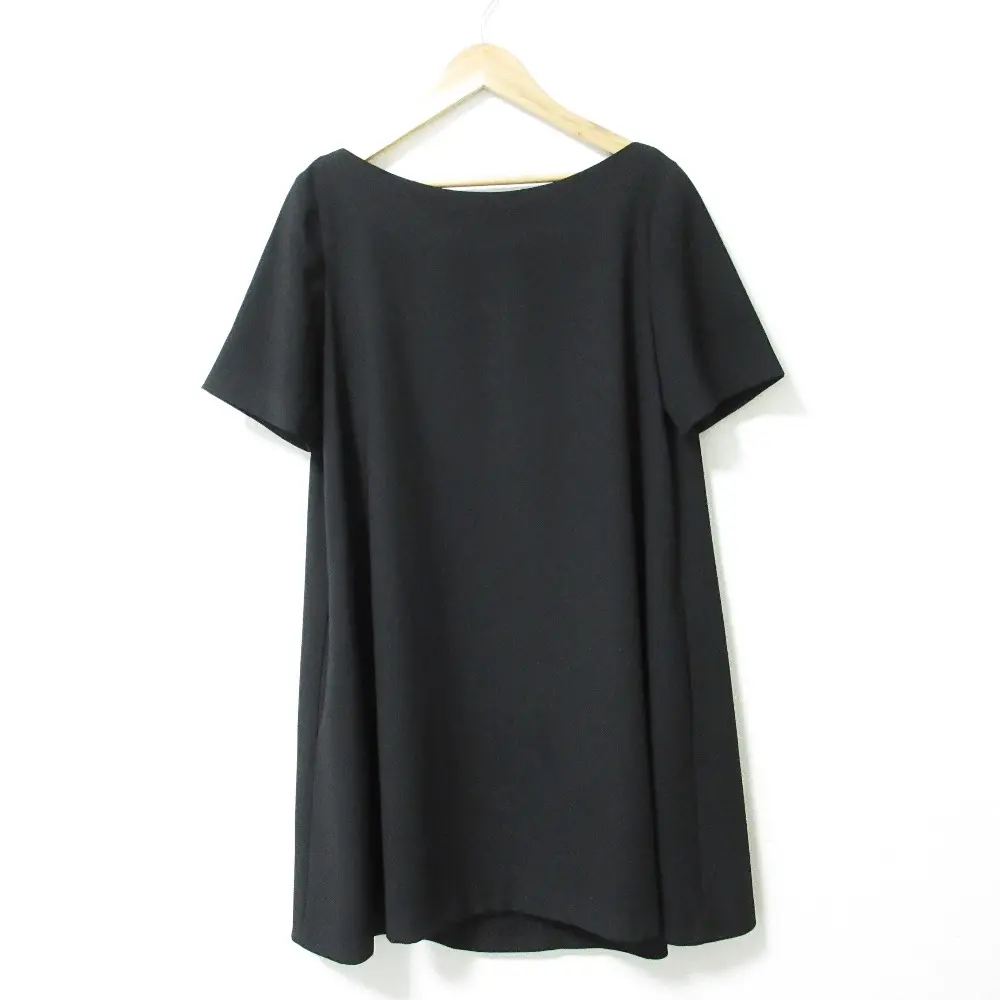 ADORE アドーア バックジップ ボートネック 半袖 ショートスリーブ フレア ミニワンピース ドレス 38 ブラック