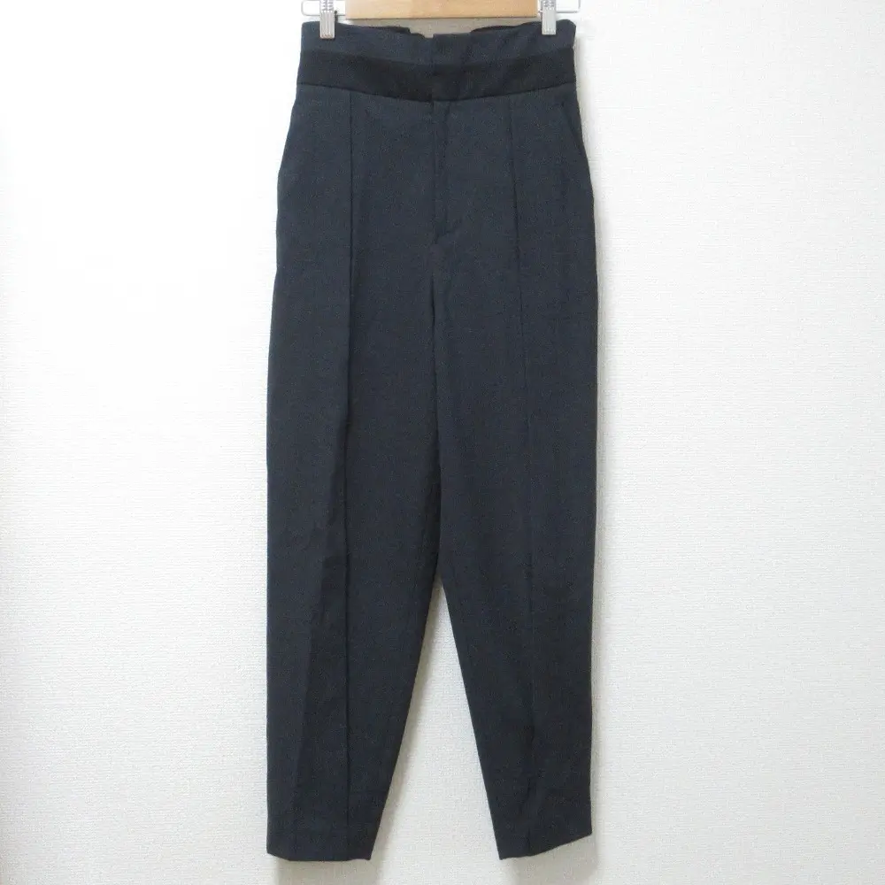 ADORE アドーア リネンブレンド ハイウエスト イージーウエスト ストレッチ テーパード タックパンツ スラックス 36 グレー