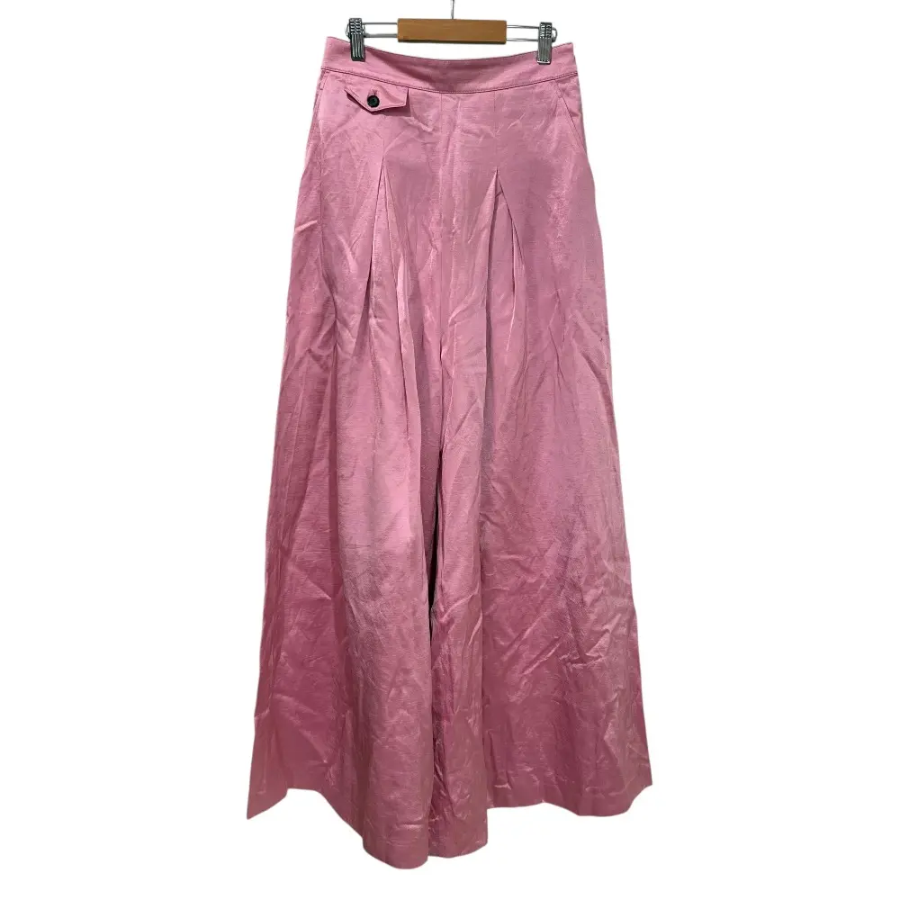 23SS ADORE アドーア raster tricotine pants リネンブレンド サテン ワイドパンツ 531-3130403 サイズ36 ピンク