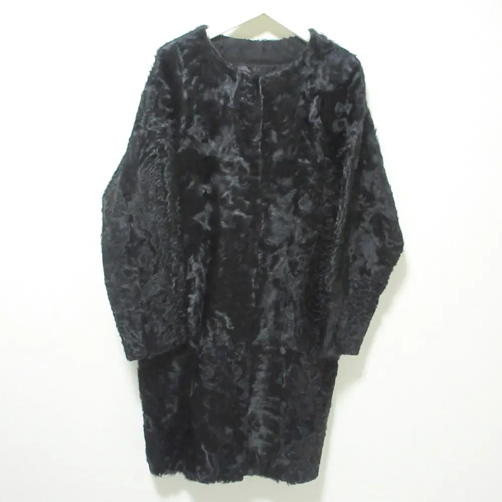 ADORE アドーア 毛皮 ラムファー ノーカラーコート 38 ブラック
