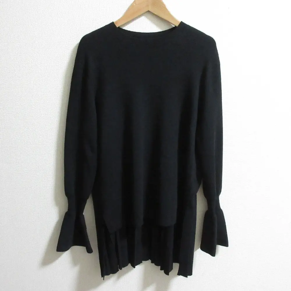 22AW ADORE アドーア バックプリーツニット 長袖 カットソー セーター 5312270118 サイズ38 ブラック