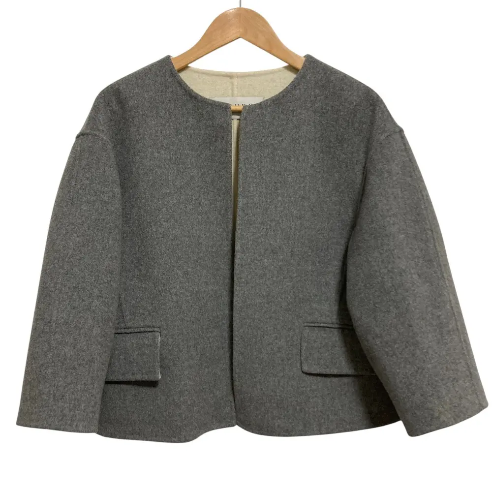 ADORE アドーア ダブルフェイス ウールカシミヤ ノーカラージャケット 38 グレー