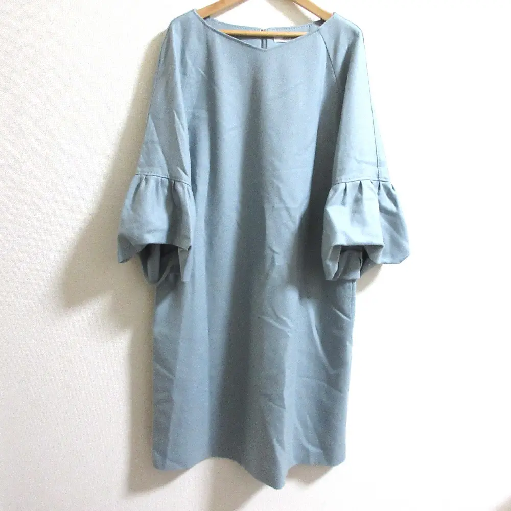 ADORE アドーア 七分袖 ひざ丈 ウールアムンゼンワンピース 5318240011 サイズ38 ブルー