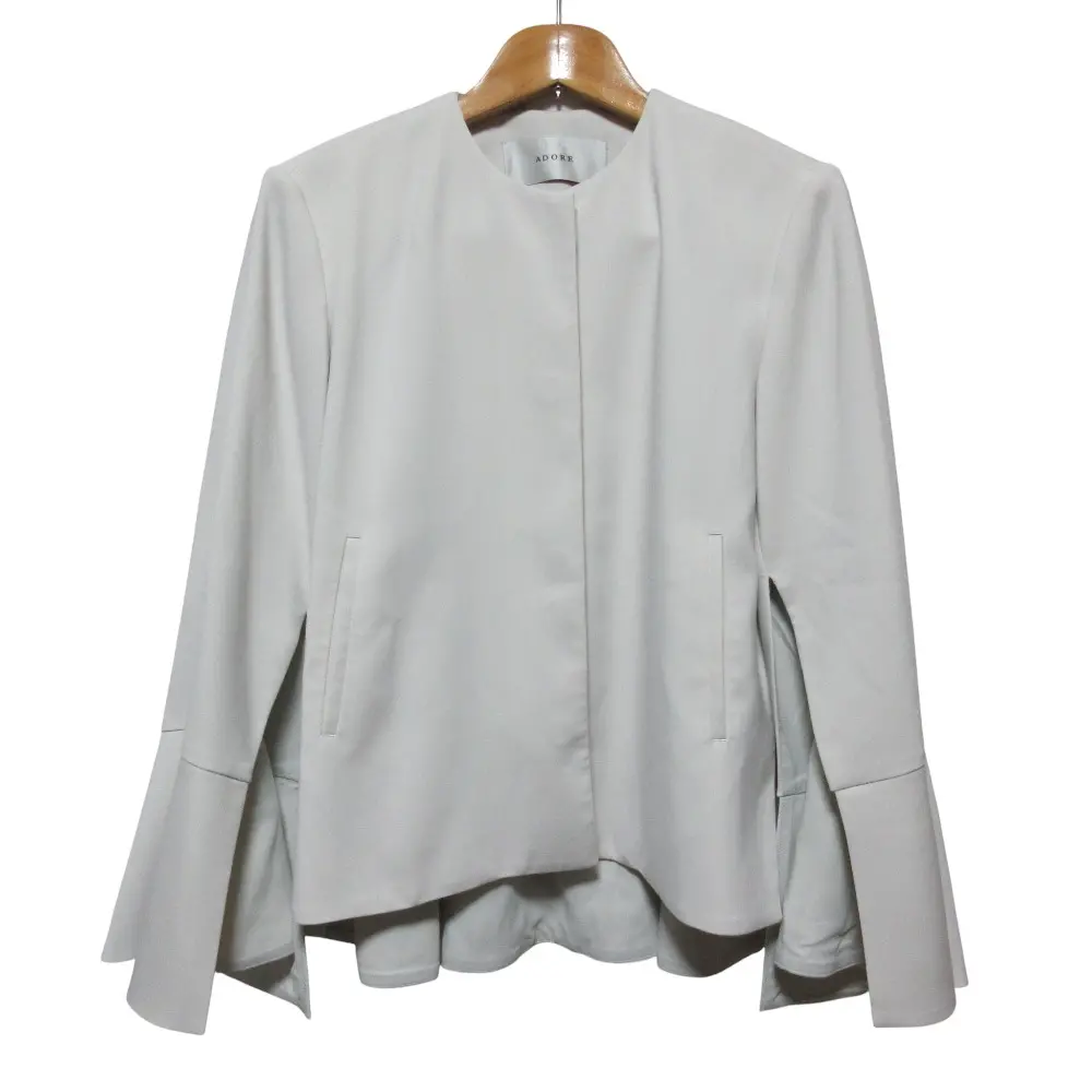 25SS ADORE アドーア ドライミドルジョーゼット ジャケット 531-5150103 サイズ38 ライトグレー