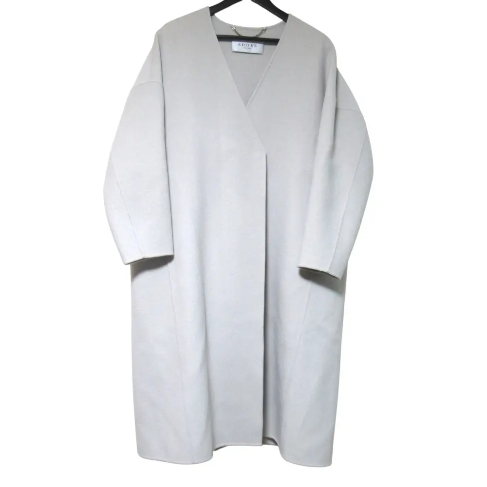 ADORE アドーア ウール カシミヤブレンド リバーコート 531-7252002 サイズ38 グレー