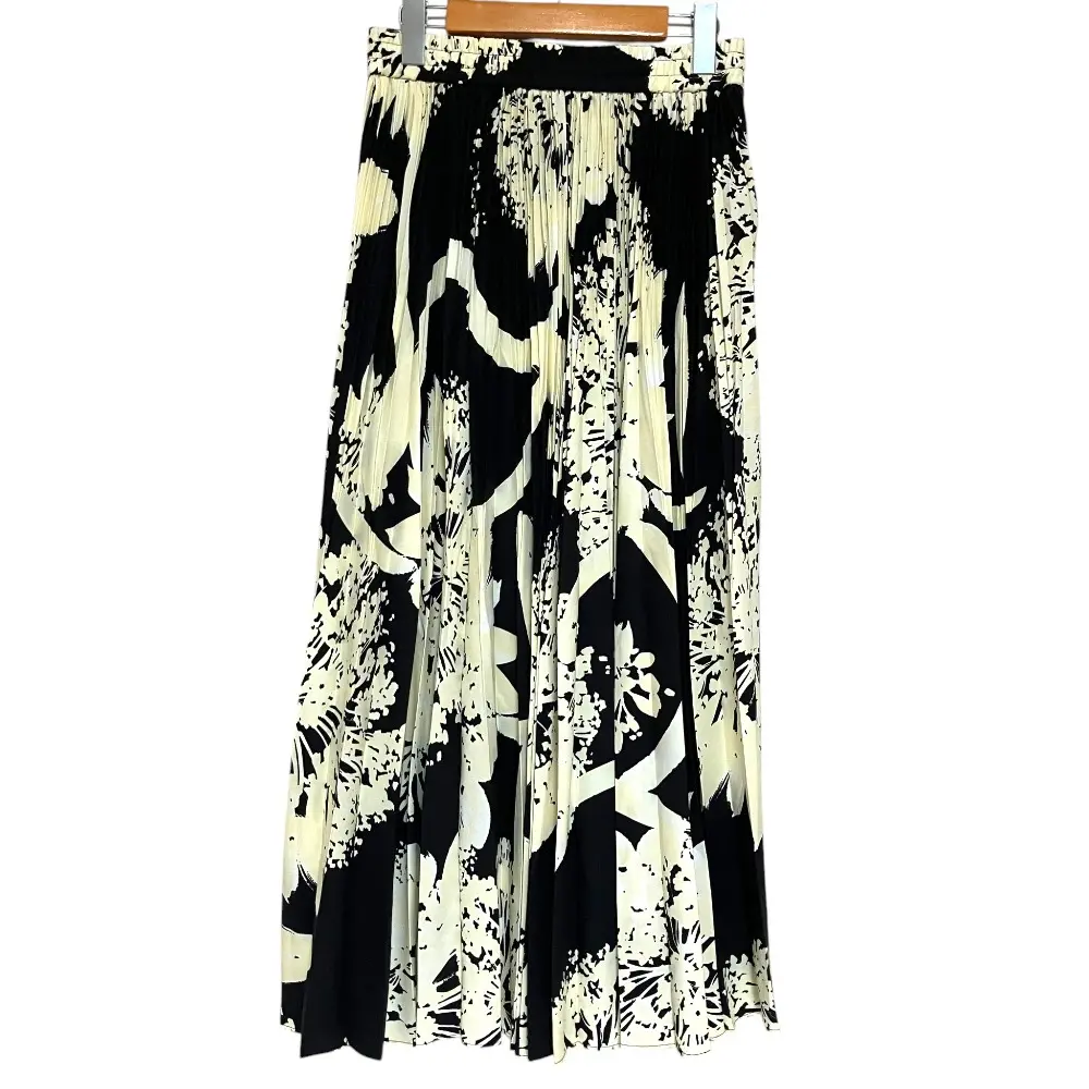 25AW ADORE アドーア フラワープリント プリーツ ロング フレアスカート 531-5220911 サイズ38 ブラック イエロー