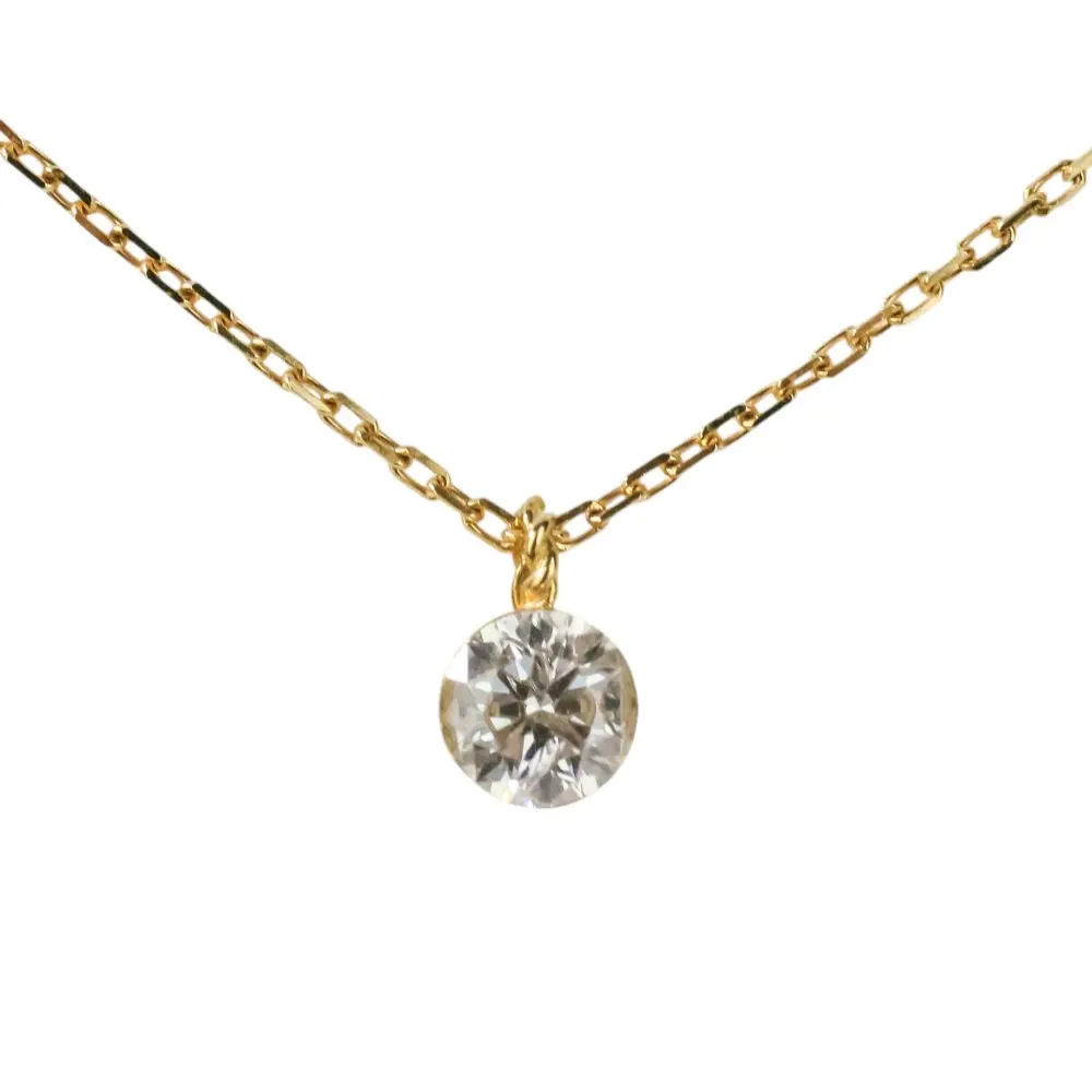 agete アガット K18 1Pダイヤモンド 0.2ct チェーン ネックレス イエローゴールド