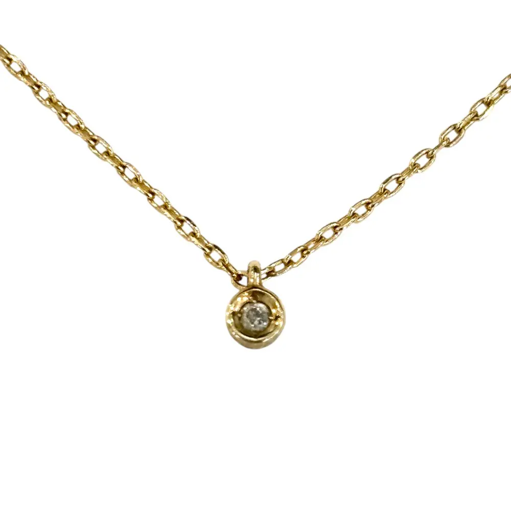 agete アガット K10 1Pダイヤモンド 0.01ct ネックレス 40cm ゴールドカラー